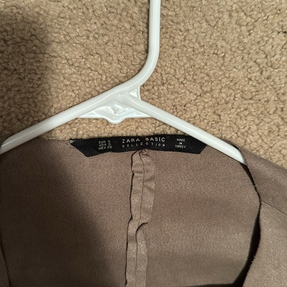 Zara basic collection drape open front cardigan blazer taupe - Picture 2 of 4